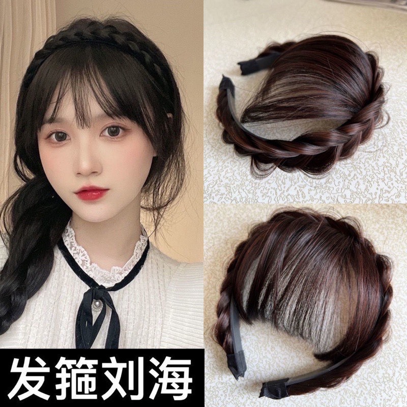 Tóc mái giả kèm bờm hoa